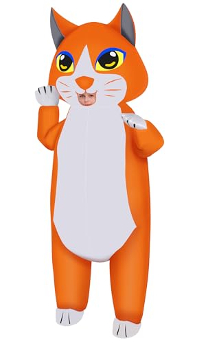 M MH ZONE Inflatable Cat Costume for Kids - Blow Up Kitten Halloween Party Suit for Boys Girls