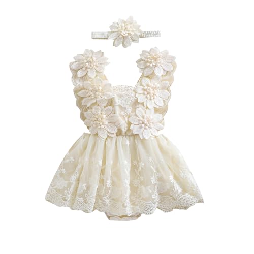 Image of Newborn Baby Girl Romper Dress Infant Sleeveless Lace Floral Romper Bodysuit Baby Girl Summer Clothes Outfits