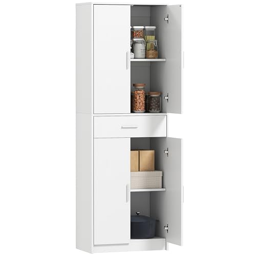 HOMCOM Armoire de Cuisine Buffet Cuisine Style Moderne vaisselier avec placards à Portes, étagères réglables et tiroir, Meuble de Rangement pour Salle à...