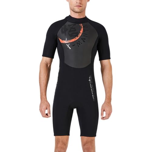 mophrati Trajes de Neopreno de 3MM, Traje de Buceo de Cuerpo Completo con Cremallera Trasera, Traje de baño, Mono, Traje de Surf para Nadar con esnórquel en Agua fría, Negro de los Hombres, XXL