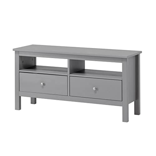 hagge home Mueble de TV de madera escandinava, mesa de televisión, tabla de TV, tabla baja, 110 x 37 cm, altura 45 cm, color gris Cover