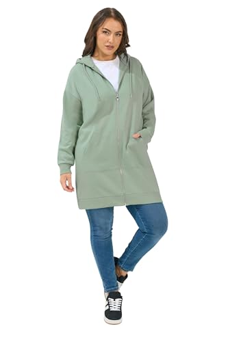 Yours Curve Sage Green Longline Zip Hoodie - Women's - Plus Size Curve