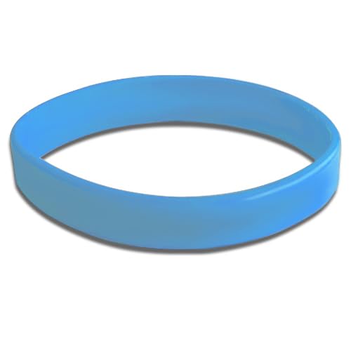 School Badges UK Plain Silicone Children Wristbands, Pack of 5 - Multiple Colours (Light Blue)