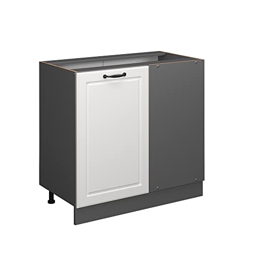 Vicco Eckunterschrank R-Line, Weiß Landhaus, 86 cm ohne Arbeitsplatte, zur freien Kombination innerhalb modularer Küchensysteme
