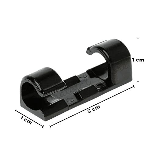 Kit Clip Organizador De Cabos E Fios 20 Peças Autoadesivo Preto