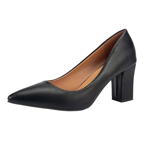 Black Women Fashionable Pointed Toe Work Plus Size High Heel Spring Summer Trendy Height Increasing Comfortable Shoes