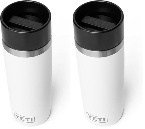 Image of YETI Rambler 16 oz Travel Bottle, Stainless Steel, Vacuum Insulated with Leakproof Commuter Cap, White (Pack of 2)