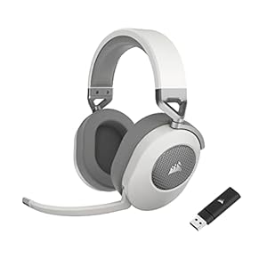 Corsair HS65 Wireless Multiplatform Gaming Headset with Bluetooth – Dolby Audio 7.1 – Omni-Directional Microphone – iCUE Compatible – PC, Mac, PS5, PS4, Mobile – White