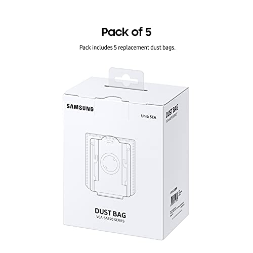 Image of SAMSUNG Clean Station Dust Bags, Pack of 5 Replacement Bags for Jet Stick Cordless Vacuum Cleaners, Hygienic Floor Cleaning Solution, VCA-ADB90 /XAA, Grey