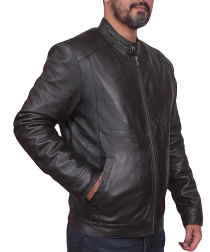 Image of 100% Genuine Soft Sheepskin Leather Jackets for Men, Motorcycle Jacket Mens Winter Jacket, Windproof Mens Coat