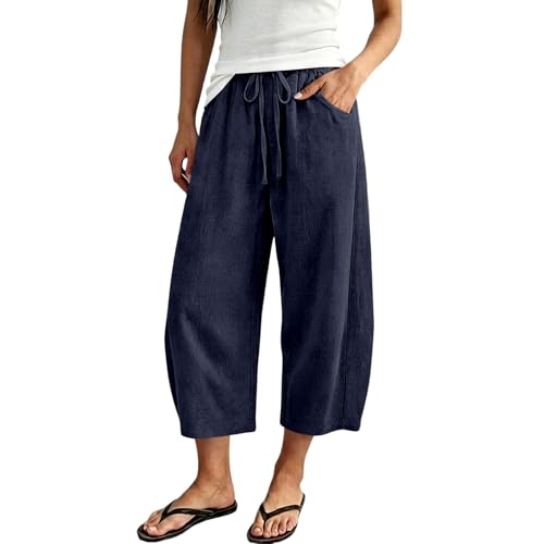 Pantalon en lin pour femme long et léger fini en mousseline fluide