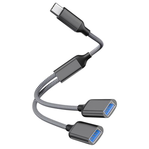 USB C Male to Dual USB Female Adapter, USB Splitter, Type C OTG Adapter, Dual Port Hub, Compatible with iPhone 15 Max, MacBook Pro, iPad Air, Surface GO, Xbox One