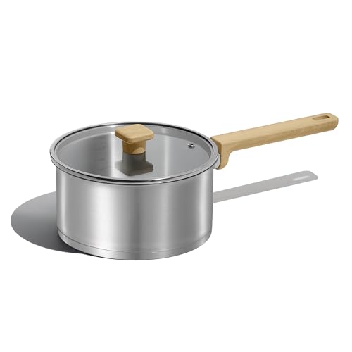 CAROTE 3.5Qt Stainless Steel Sauce Pan Set with Lid, 3-ply Base, Non-Toxic PTFE & PFOA Free Saucepan, Induction Cookware Set, Small Kitchen Pots, Stay-Cool Handles