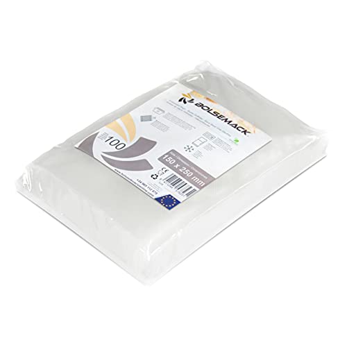 Sacs sous vide gaufrés 150x250mm (15x25 cm.) 100 unités, à usage alimentaire pour tout type d'appareil de mise sous vide…