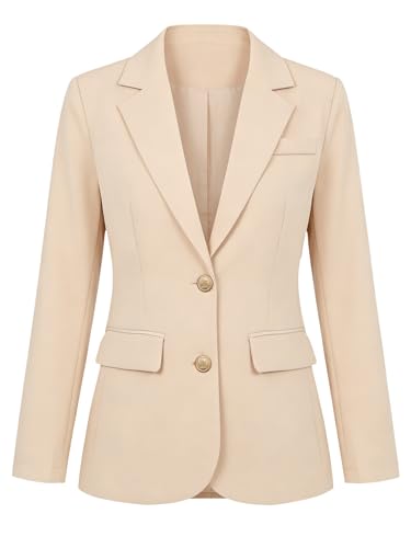 Allegra K Business Casual Blazer for Women's Notched Lapel Long Sleeve Single Breasted Work Suit Jackets Beige X-Small