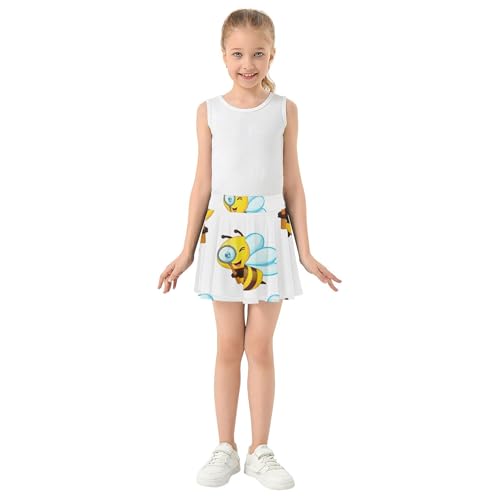 Cartoon Athletic Shorts for Girls Skorts Toddlers Tennis Skirts Teen Cheer Cute Cartoon Bees 4t3
