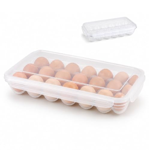 Contenitore per Uova da Frigorifero 18 Griglie,Porta Uova da Frigo con Coperchio,HMCEY Contenitori Uovas Trasparente,Portauova Plastica da Trasporto Riutilizzabile per Campeggio, Picnic, Esterno