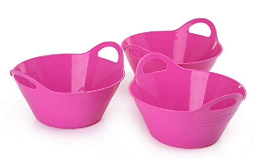 Mintra Home Bols Plastique avec Poignées (970ml Petit 3pk, Fuchsia)