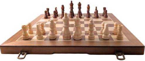 Knightfold Juego de ajedrez y damas de madera magnética