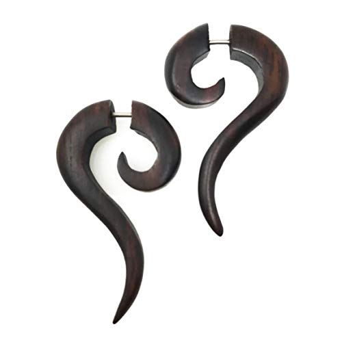 Natural Tribal Organic Wooden Earrings Fake Gauges wood Bohemian Jewelry earrings brown or black4