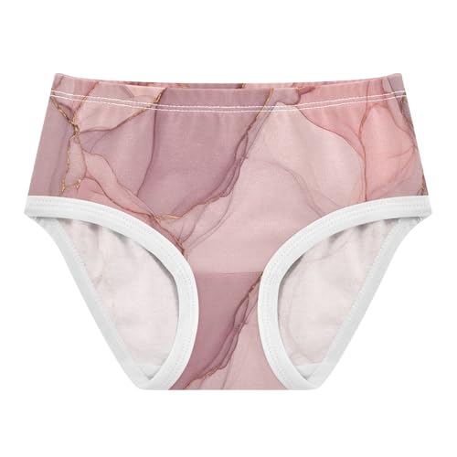 Personalized Toddler Underwear Floral 2t Cotton Panties for Girl Soft Pink Marble Gold Veins Briefs Girls Undies