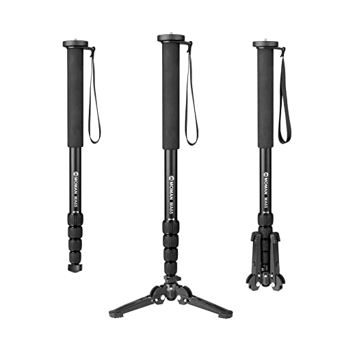 Moman Monopode, Monopode de Caméra en Aluminium MA65 avec Pieds Monopodes de Voyage Portables pour la Photographie 5 Sections jusqu'à 165cm capacité de Charge 10kg, Noir