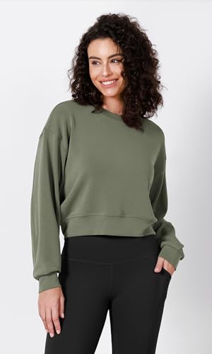 ODODOS Modal Soft Long Sleeve Cropped Sweatshirts for Women Oversized Crew Neck Pullover Crop Top - Image 5