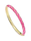 Ted Baker Trinity Twist Enamel Hinged Bangle Bracelet for Women (Gold/Hot Pink)