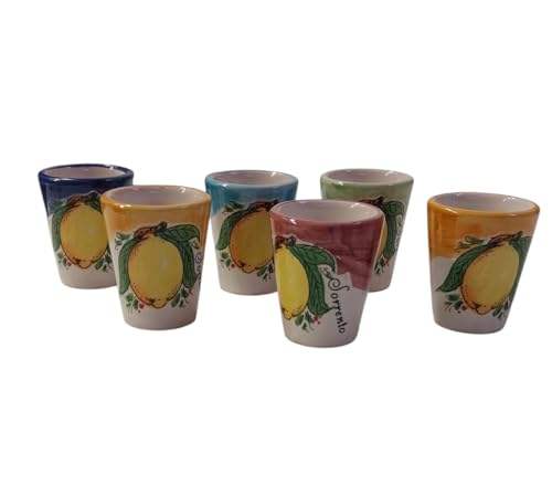 disegno limoni Generico bicchierini liquore limoncello in ceramica made in italy fatti a mano sorrento 6 pezzi