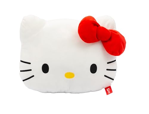Grandi Giochi Hello Kitty - Coussin Doux et coloré de 35 cm de Hello Kitty avec nœud Rouge ou Bleu - Collectionne Toutes Les Expressions Assorties - pour...