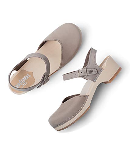 Sandgrens Swedish Wooden Low Heel Clog Sandals For Women, Us 7-7.5 | Saragasso Stone, Eu 38 #TOP2