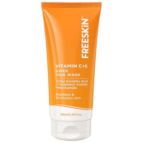 Image of Freeskin Vitamin C & E Supar Face Wash with Niacinamide, Ethyl Ascorbic Acid & Tocopheryl Acetate - Brightens, Illuminates & Evens Skin Tone, Reduces Dark Spots & Improves Skin Radiance, 100ml