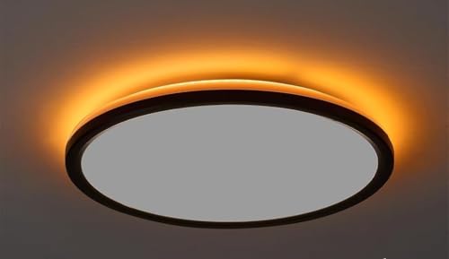 Image of 12 inch Dimmable LED Ceiling Light with Remote Control, 24 W 3-Color Ceiling Light with Dim Night Light 1800k Warm, Round Flush LED Ceiling Lights (Black)