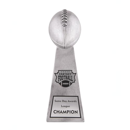 Same Day Awards Lil' Vince 10.75' Silver Fantasy Football Trophy - Customizable Replica Tower Award for Fantasy Football League Winner End of Season Championship