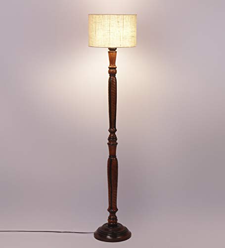Image of Devansh White Jute Wooden Floor Lamps