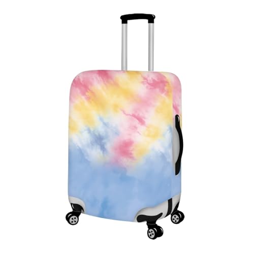 Housse valise protection L élastique jaune bleu : protege valises extensible lavable