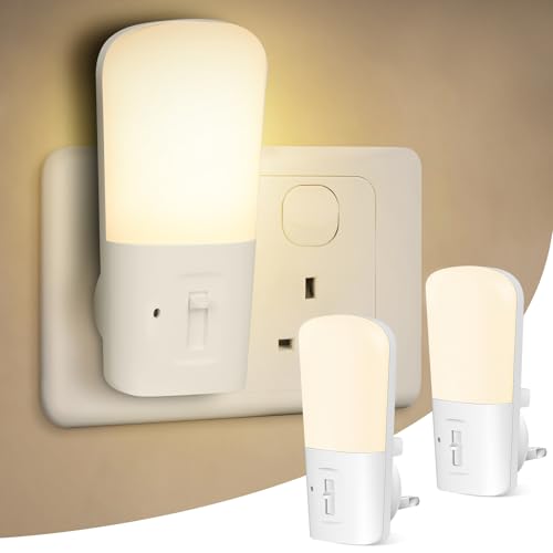 Night Light Plug in 2 Pack LED Night Lights with Dusk to Dawn Sensor 0-80LM Dimmable Warm White 3000K Modern Auto Sensor Night Lamp for Baby Room Bedroom Bathroom Hallway Stairs Nursery