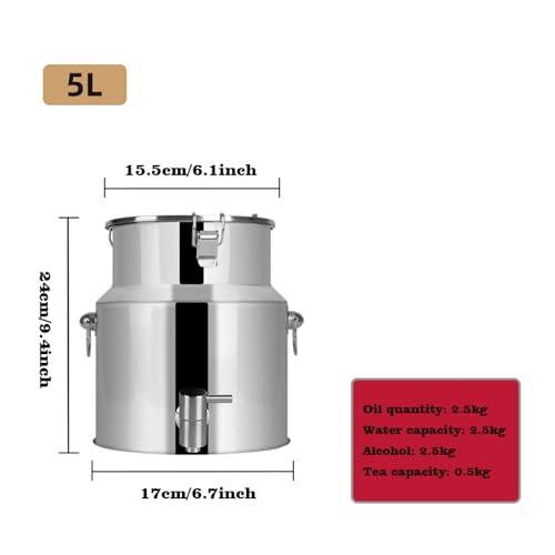 Lata de Transporte de Leche de Acero inless - contenedor líquido 5L con Grifo Spigot para lácteos, Vino y té
