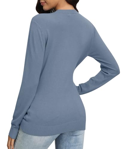 Image of EXCHIC Women's Long Sleeve V-Neck Casual Sweaters Fall Classic Soft Knit Top 2026 Fit Basic Pullover Tops