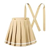 [Lolanta] プリーツスカート キッズ 女の子 スクールスカート 制服スカート インナーパンツ付き ゴムウエスト カーキ 130