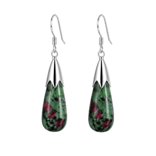 Ruby Zoisite Earrings for Women Crystal Dangle Drop Birthstone Jewelry - image 1