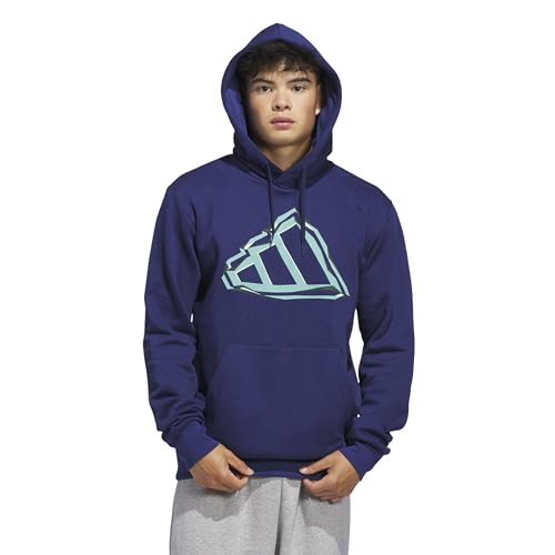adidas Men's Big Logo Graphic Hoodie, Dark Blue/Green, Medium/Tall