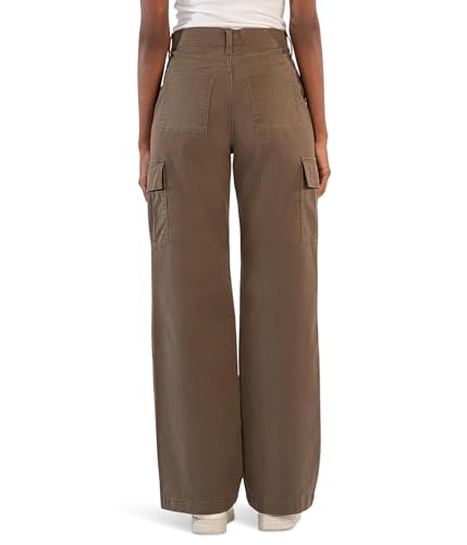 KUT from the Kloth Women's Miller High-Rise Straight Wide Leg Cargo Pockets in Oregano3