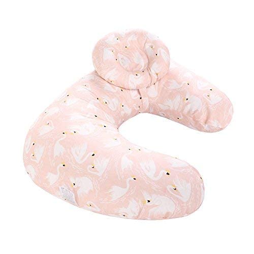 Image of Baby Breastfeeding Nursing Pillow for Moms, Machine Washable, Nursing Pillow with Cotton Removable Cover for Breast and Bottle Feeding (Pink Swan)