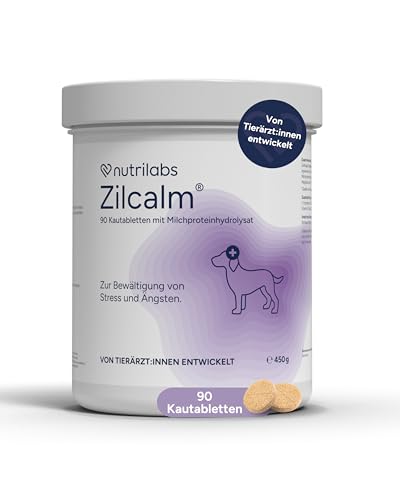 NutriLabs Zilcalm Beruhigungstabletten für Hunde - 90 STK. - mit Milchprotein, Ashwagandha, Probiotika, L-Tryptophan UVM. - Beruhigungsprodukte für Hunde - Nahrungsergänzungsmittel Hund