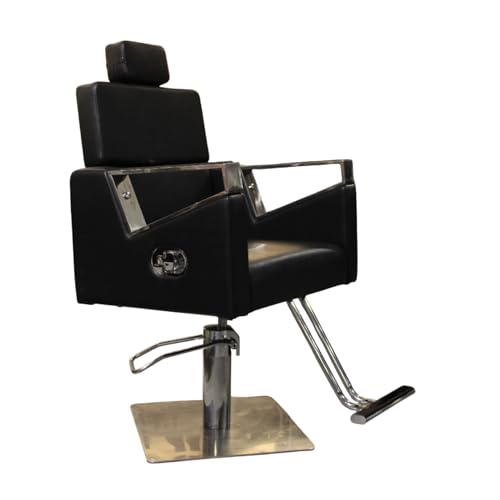 Image of Lakdi | Salon & Parlor Chair | Premium Leatherette Recliner & Arm Rest Chair | Luxury Design | Metal Base with Foot Rest | 360 Swivel & Height Adjustable and Head Rest -SBCIMF 005-PP-Black
