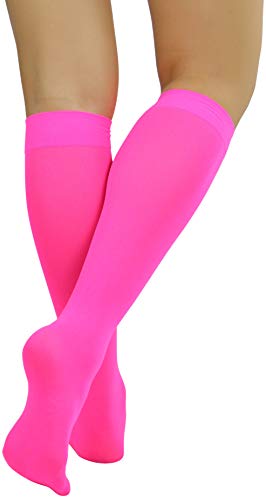 Image of ToBeInStyle Women's Opaque Knee High Nylon Fashion Socks Solid & w /Front Satin Bow