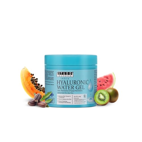 Studd Muffyn | Hyaluronic Water Gel Face Moisturizer | Oil Free Hydrating Gel with Hyaluronic Acid, Kiwi & Papaya | Lightweight Non Sticky Face Gel for All Skin Types For Men & Women | 100ml