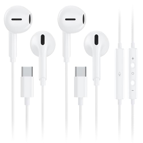 2 Pack USB C Wired Earbuds for iPhone 17/16/15 Pro Max Plus Air iPad & USB-C Headphones for Samsung...