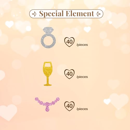 Image of 120pcs Pearls and Prosecco Bachelorette Confetti, Pearls and Prosecco Party Decoration, Silver Glitter Diamond Ring Table Scatter, Bridal Shower /Wedding Party Decoration